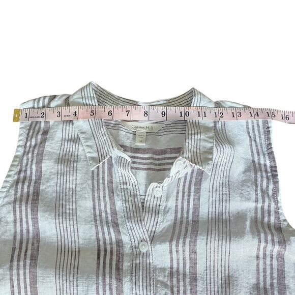 Garnet Hill plus size 18 100% Linen Button-Down High-Low Tunic Tank Striped - Picture 5 of 10